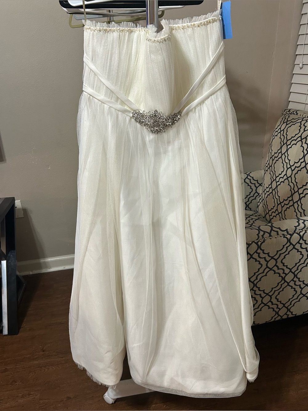 Forever Yours International Wedding Dress Size 10 Ivory Tulle Crystal Y2K Bridal